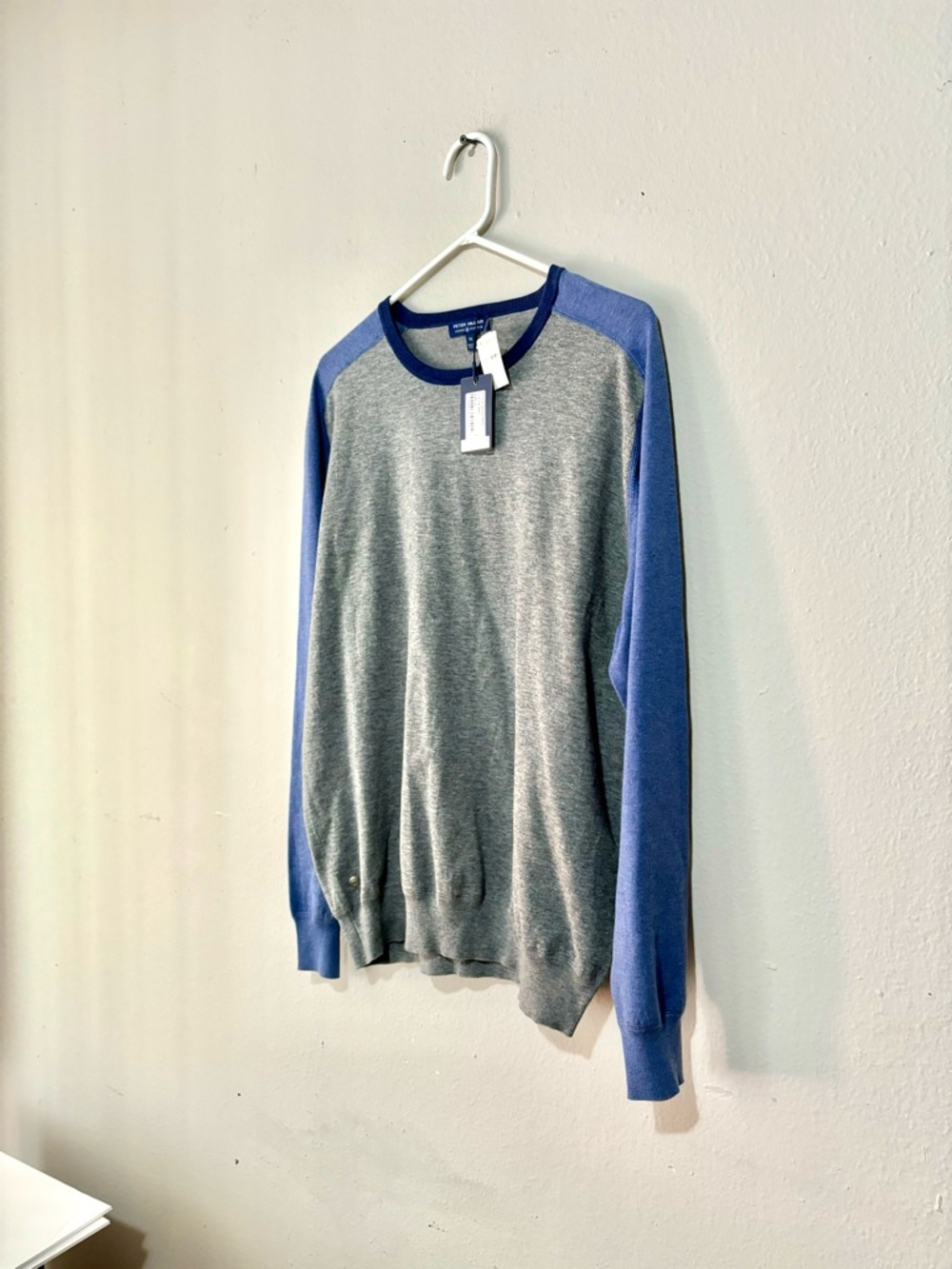 NWT Peter Millar British Gray/Blue Riffs Ringer Performance Sweater Size XL - Picture 2 of 5